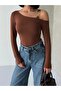 Asymmetrical Neckline Accessory Detail Shoulder Strap Long Sleeve Stylish Diver Blouse - 5