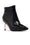 Women's Stone Detailed Thin Heel Boots 25K 25K417-1 Z Black - 4