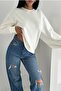 White Modal Fabric Basic Sweatshirt - 2