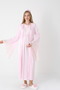 Women's Pink Special Lace Detailed Full Length Design Winter Long Sleeve Maternity Dressing Gown Nightgown Set - 2