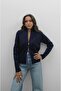 Navy Blue Double Zipper Cardigan