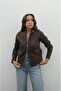 Brown Double Zipper Cardigan