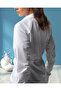 Women's Oversized Zipper Closure and Lace-Up Waist Pocketed Knitted Cotton Mock Neck Sweat Jacket - 5