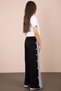 Black Striped Snap Closure Wide Leg Girls' Elastic Waist Sweatpants 23281 - 5