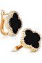 Four Clover Earrings for Women — 18K Gold Plated, Mother of Pearl or Black Agate with Cubic Zircon - 6