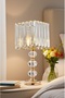 3-Stone 55 cm Table Lampshade Glass Body Fabric Headboard Metal Leg Night Light Lighting - 5