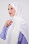 White Geometric Pattern Deluxe Devore Shawl - 2