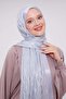 Baby Blue Triangle Pattern Deluxe Devore Shawl - 3