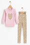 Baby Girl Leopard Patterned Heart Embroidered 2-Piece Set (Sweatshirt + Leggings) 3-6-9-12Months - 3