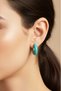 Steel Turquoise Hoop Clip-On Women's Earrings I Karamaz Women's Steel Earrings - 2