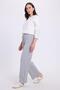 Women's relaxed fit comfortable wide leg grey pants with drawstring waist - 4