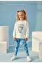 Labubu Pattern 100% Cotton White-Blue Girls' Bottom and Top Set - 2