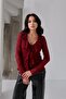 Burgundy Front Ruffled Lace Blouse