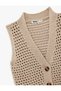 V-Neck Buttoned Lace-Like Knit Knitwear Vest - 3