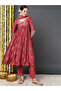 Maroon Ethnic Motifs Printed Flared Kurta Trouser With Dupatta - 2