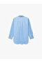 X Melis Ağazat - Long Sleeve Collar Stone Detailed Oversized Poplin Shirt - 2