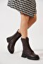 Kapilta Side Zipper Genuine Leather Women's Boots Brown Skin - 2