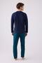 Men's Winter Family Navy Blue Round Neck Long Sleeve Pajama Set - 5