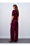 7535 Side Zipper Wide Leg Trousers-Burgundy