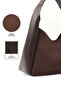 Brown Suede Shk19 Faux Leather, Snap Closure, Single Compartment, Zippered Makeup Bag, Hand, Arm, and Shoulder Bag - 5