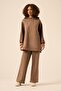Women's Leather Detailed Suit Light Brown 31245 - 3