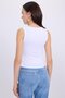 Women's Slim Fit Slim Fit V-Neck Zero Sleeve Cotton Ribbed White Blouse - 6