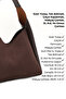 Brown Suede Shk19 Faux Leather, Snap Closure, Single Compartment, Zippered Makeup Bag, Hand, Arm, and Shoulder Bag - 6