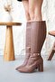 Women's Sosa Thick Heeled Buckle Boots - Brown-Leather - 4