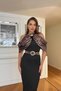 Women's Shoulder Detailed Leopard Print Buckle Belt Midi Length Dress Nbnc110095