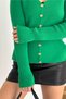 Women's Green Standard Size Gold Buttoned Soft Texture Knitwear Cardigan - 6