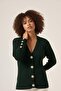 Women's Openwork V-Neck Knitwear Cardigan Emerald 25237 - 2