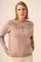 Women's Stone Embroidered Sweater Mink 25194