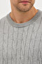 Vaclav Men's Light Gray Hair Braided Cotton Crew Neck Sweater - 2