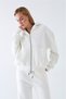 Women's Oversized Tracksuit Set Zip White – Zippered, Hooded , Wide Leg, 3 Thread Fleece-Lined Fleece - 2