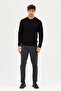 Vaclav Men's Black Hair Braided Cotton Crew Neck Sweater - 5