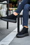Men's Black Casual Lace-Up Suede Winter Boots High Sole Stylish Comfortable Durable Sports Boots Postal - 2