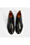 Women's Black Leather Boots with Orange Lining Detail - 7