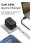 45W 4-Port Universal USB Adapter – Fast Charging, Sleek Black - 7