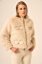 Women's Fur Textured Short Coat Beige 31241