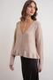 6954 Women's Ruffle Detailed V-Neck Knit Sweater Beige - 4