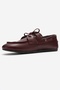 Serelis Burgundy Skin Genuine Leather Lace-Up Women's Loafer Shoes - 4
