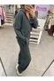 Women's Emerald Buttoned Shirt and Wide-Leg Pants with Elastic Waistband Wrinkled Fabric 2-Piece Set - 4