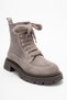 MINA Taupe Suede Genuine Leather Women's Combat Boots - 3