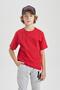 Boy's Red Crew Neck Short Sleeve School T-Shirt K1687A624Sm