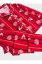 Mother Daughter Cotton Suede Fabric Red Deer Snowflake Pattern Shirt Collar Winter Pajamas Set - 5