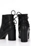 Ahm 001 Back Lace Detail Mid Heel Ankle Boots - 4