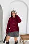 Burgundy Slit Buttons on the Side Oversized Knitwear Cardigan Standard Size - 5