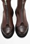 Martos Brown Leather Stretch Front Zipper Women's Boots - 8