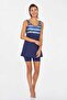 Zero Sleeve Shorts Semi-Closed Swimsuit 3872 Shely Dark Navy Blue. - 6