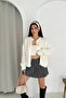 Cream Side Slit Buttoned Oversized Knitwear Cardigan Standard Size - 6